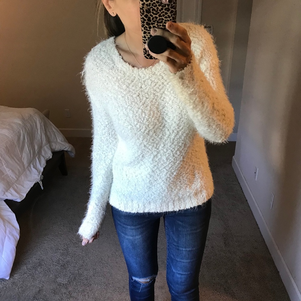 Fuzzy cream sweater